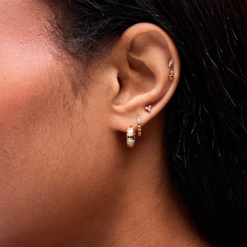Main Image 2 of Citrine and White Sapphire Stacked Single Cartilage Stud Earring in 14K Gold
