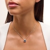 Thumbnail Image 2 of Cushion-Cut Blue Lab-Created Sapphire and 1/2 CT. T.W. Certified Lab-Grown Diamond Frame Pendant in 14K White Gold