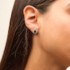 Thumbnail Image 2 of Pear-Shaped Lab-Created Emerald and 3/8 CT. T.W. Certified Lab-Grown Diamond Frame Stud Earrings in 14K White Gold