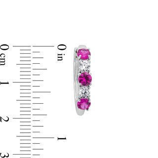 Diamond & Ruby Huggie Hoop Earrings in 14k White Gold – Bailey's Fine