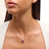 Thumbnail Image 2 of Oval Lab-Created Ruby and 1/2 CT. T.W. Certified Lab-Grown Diamond Sunburst Frame Pendant in 14K White Gold (F/SI2)