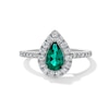 Thumbnail Image 1 of Pear-Shaped Lab-Created Emerald and 1/2 CT. T.W. Certified Lab-Grown Diamond Frame Ring in 14K White Gold (F/SI2)