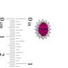 Thumbnail Image 3 of Oval Lab-Created Ruby and 1/3 CT. T.W. Certified Lab-Grown Diamond Sunburst Frame Stud Earrings in 14K White Gold
