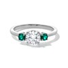 Thumbnail Image 1 of Lab-Created Emerald and 3/4 CT. Certified Lab-Grown Diamond Three Stone Ring in 14K White Gold (F/VS2)