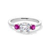Thumbnail Image 1 of Lab-Created Ruby and 3/4 CT. Certified Lab-Grown Diamond Three Stone Ring in 14K White Gold (F/VS2)