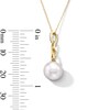 Thumbnail Image 2 of 9.0mm Pink Freshwater Cultured Pearl and Diamond Accent Chain Link Drop Pendant in 10K Gold