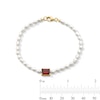 Thumbnail Image 2 of Emerald-Cut Lab-Created Ruby and Freshwater Cultured Pearl Bracelet in Sterling Silver with 18K Gold Plate - 7.25"