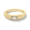 Thumbnail Image 1 of 1/3 CT. Emerald-Cut Lab-Grown Diamond Bezel-Set Solitaire Ring in Sterling Silver with 18K Gold Plate