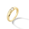 Thumbnail Image 2 of 1/3 CT. Emerald-Cut Lab-Grown Diamond Bezel-Set Solitaire Ring in Sterling Silver with 18K Gold Plate