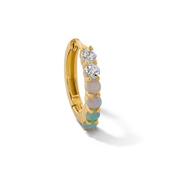 Lab-Created Opal and White Sapphire Ombré Single Hoop Earring in 14K Gold