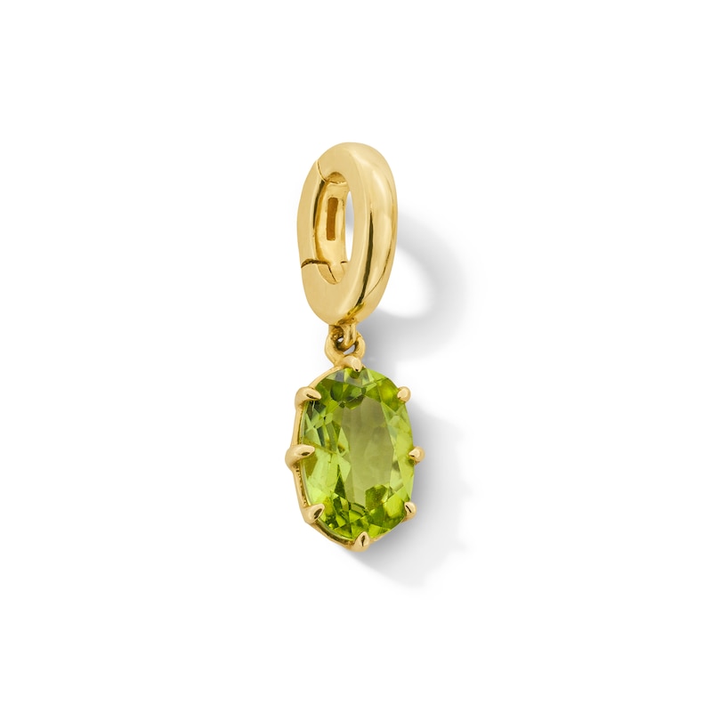 Main Image 1 of Oval Peridot Solitaire Necklace Charm in 10K Gold