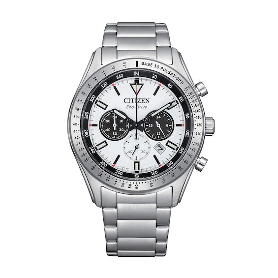 Men’s Citizen Eco-Drive® Casual Sport Chronograph Watch with White Panda Dial (Model: CA4600-89A)