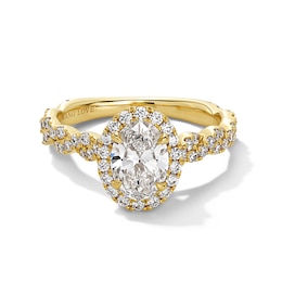 Vera Wang Love Collection 1-5/8 CT. T.W. Oval Certified Lab-Grown Diamond Frame Twist Engagement Ring in 14K Gold