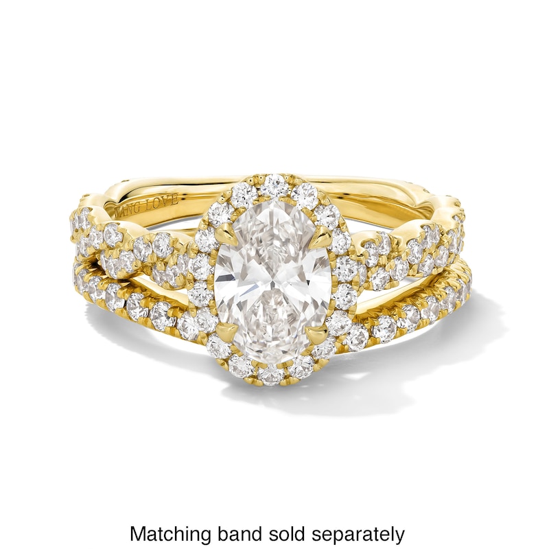 Main Image 5 of Vera Wang Love Collection 1-5/8 CT. T.W. Oval Certified Lab-Grown Diamond Frame Twist Engagement Ring in 14K Gold