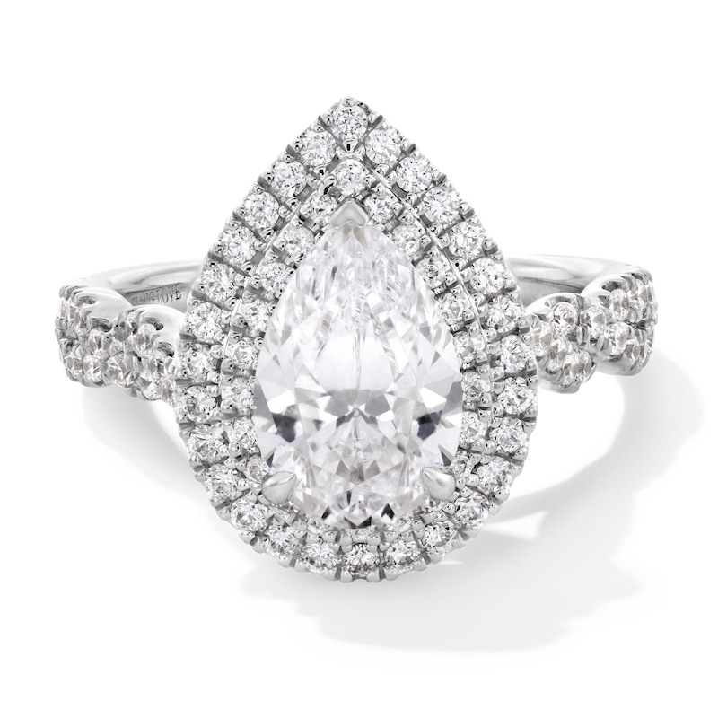 Main Image 1 of Vera Wang Love Collection 2-1/4 CT. T.W. Pear Certified Lab-Grown Diamond Frame Engagement Ring in 14K White Gold