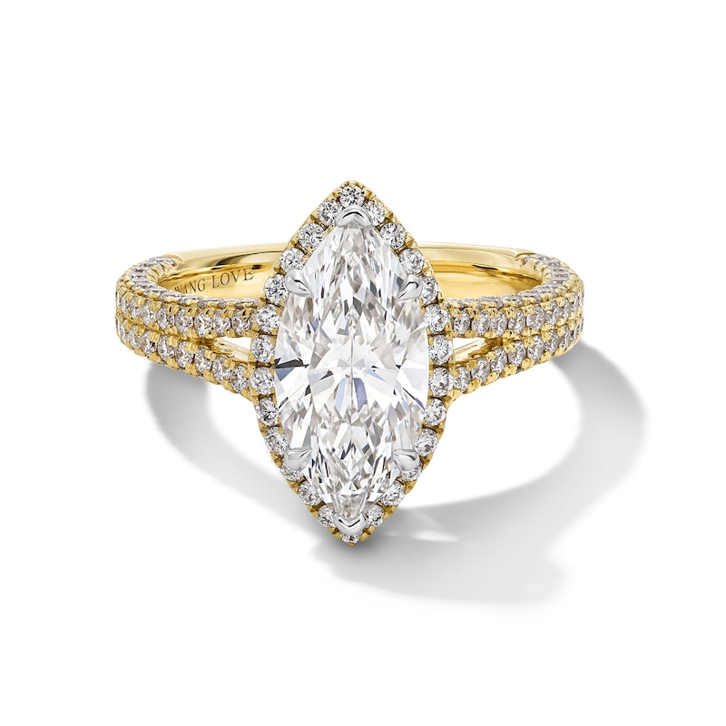 Main Image 1 of Vera Wang Love Collection 3 CT. T.W. Marquise Certified Lab-Grown Diamond Split Shank Engagement Ring in 14K Gold