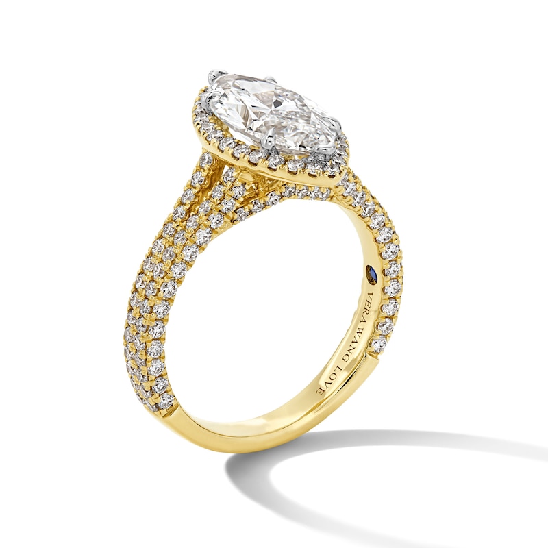 Main Image 3 of Vera Wang Love Collection 3 CT. T.W. Marquise Certified Lab-Grown Diamond Split Shank Engagement Ring in 14K Gold
