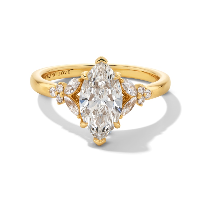 Main Image 1 of Vera Wang Love Collection 1-7/8 CT. T.W. Marquise-Cut Certified Lab-Grown Diamond Floral Engagement Ring in 14K Gold