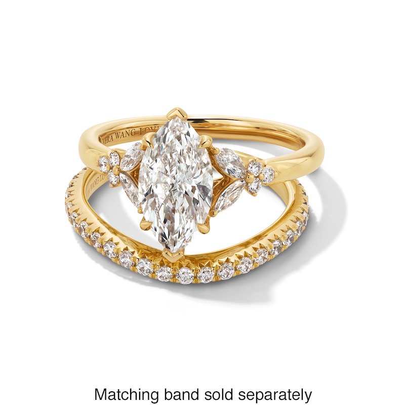 Main Image 4 of Vera Wang Love Collection 1-7/8 CT. T.W. Marquise-Cut Certified Lab-Grown Diamond Floral Engagement Ring in 14K Gold
