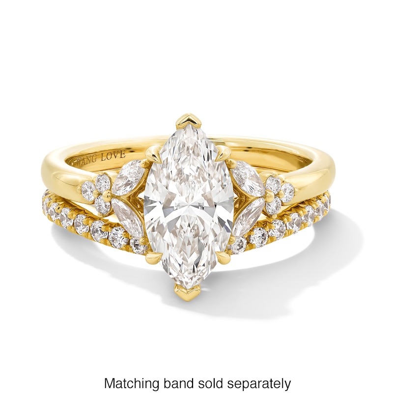 Main Image 5 of Vera Wang Love Collection 1-7/8 CT. T.W. Marquise-Cut Certified Lab-Grown Diamond Floral Engagement Ring in 14K Gold