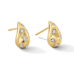1/6 CT. T. W. Diamond Teardrop Stud Earrings in Sterling Silver with 14K Gold Plate
