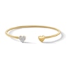 Thumbnail Image 1 of 1/10 CT. T.W. Multi-Diamond Double Heart Open Bangle in Sterling Silver with 18K Gold Plate - 7.24"