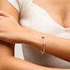 Thumbnail Image 2 of 1/10 CT. T.W. Multi-Diamond Double Heart Open Bangle in Sterling Silver with 18K Gold Plate - 7.24"
