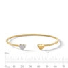 Thumbnail Image 3 of 1/10 CT. T.W. Multi-Diamond Double Heart Open Bangle in Sterling Silver with 18K Gold Plate - 7.24"
