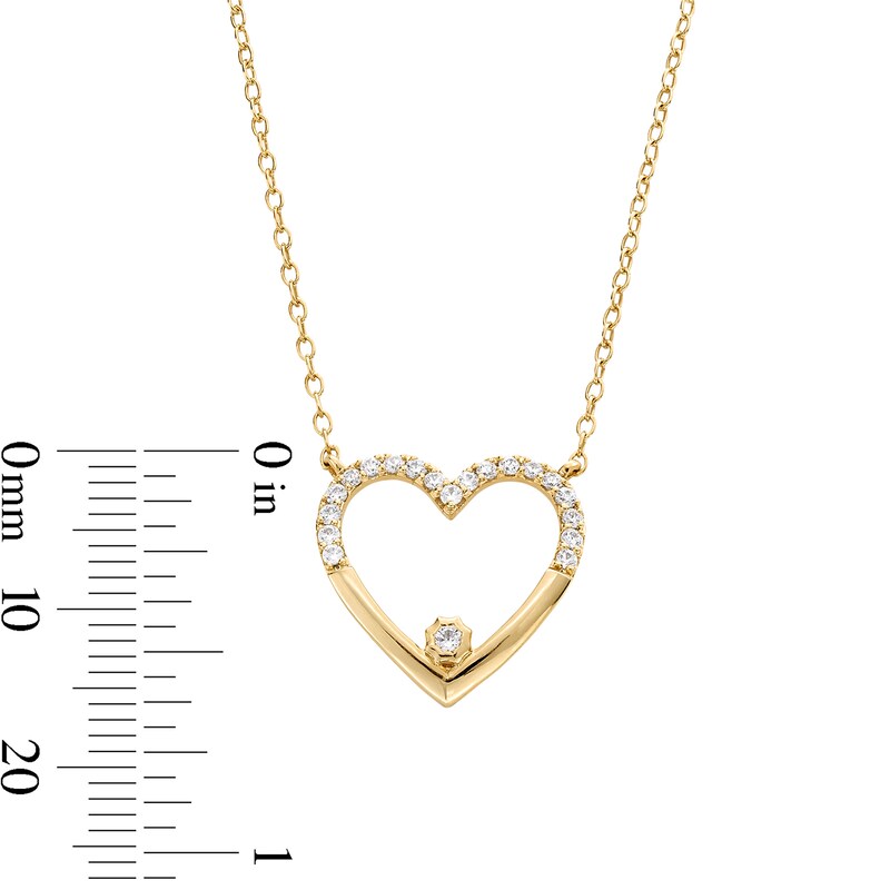 Main Image 3 of 1/5 CT. T.W. Diamond Heart Necklace in Sterling Silver with 14K Gold Plate