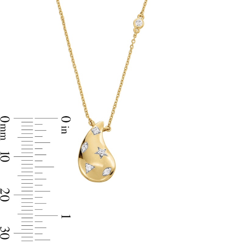 Main Image 3 of 1/10 CT. T. W. Diamond Teardrop Necklace in Sterling Silver with 14K Gold Plate