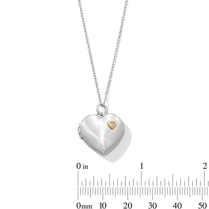 Main Image 5 of Diamond Accent Heart Locket in Sterling Silver and 10K Gold