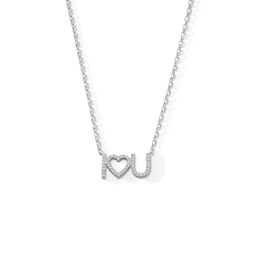 1/10 CT. T.W. Diamond “I Heart You” Necklace in Sterling Silver