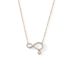1/8 CT. T.W. Diamond Infinity Heart Dangle Necklace in Sterling Silver with 14K Gold Plate