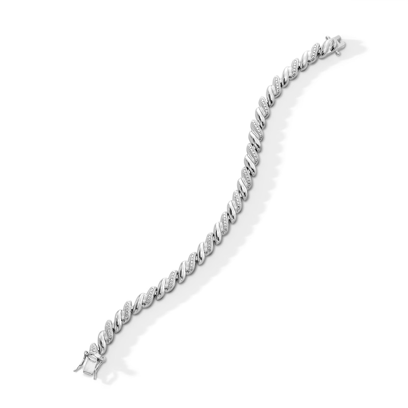 Main Image 3 of Diamond Accent San Marco Link Bracelet in Sterling Silver - 7.25”