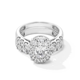 2-3/4 CT. T.W. Oval Diamond Frame Bridal Set in 14K White Gold