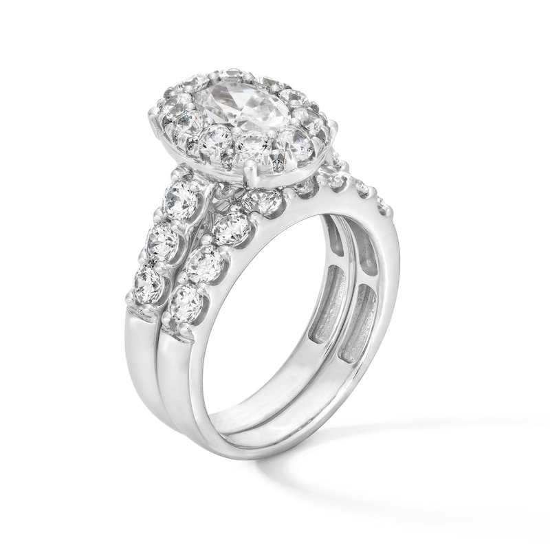 Main Image 3 of 2-3/4 CT. T.W. Oval Diamond Frame Bridal Set in 14K White Gold