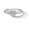 Thumbnail Image 1 of 1/4 CT. T.W. Heart-Shaped Multi-Diamond Frame Split Shank Promise Ring in 10K White Gold