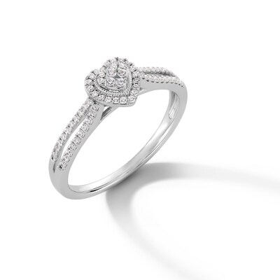 1/4 Heart-Shaped Multi-Diamond Frame Split Shank Promise