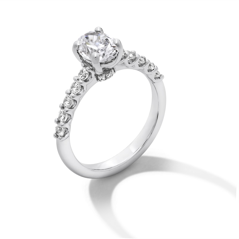 Main Image 3 of 1-1/2 CT. T.W. Oval Certified Lab-Grown Diamond Engagement Ring in 14K White Gold (I/SI2)