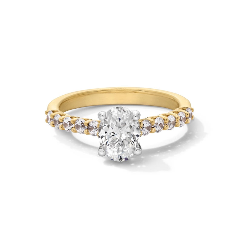 Main Image 1 of 1-1/2 CT. T.W. Oval Certified Lab-Grown Diamond Engagement Ring in 14K Gold (I/SI2)