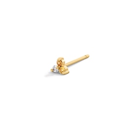 Orange, Yellow and White Sapphire Stacked Trio Single Cartilage Stud Earring in 14K Gold