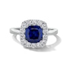 Thumbnail Image 1 of Cushion-Cut Blue Lab-Created Sapphire and 1/2 CT. T.W. Certified Lab-Grown Diamond Frame Ring in 14K White Gold