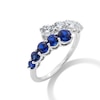 Thumbnail Image 3 of Blue Lab-Created Sapphire and 3/4 CT. T.W. Certified Lab-Grown Diamond Graduated Bypass Ring in 14K White Gold