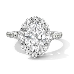 Vera Wang Love Collection 3 CT. T.W. Oval Certified Lab-Grown Diamond Scallop Engagement Ring in 14K White Gold