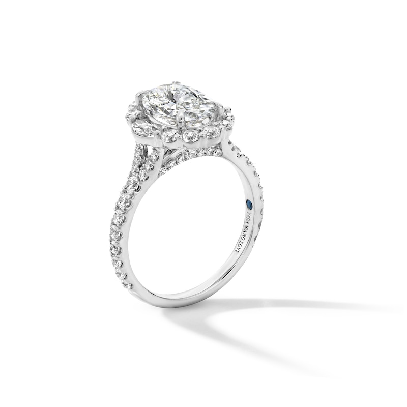 Main Image 2 of Vera Wang Love Collection 3 CT. T.W. Oval Certified Lab-Grown Diamond Scallop Engagement Ring in 14K White Gold
