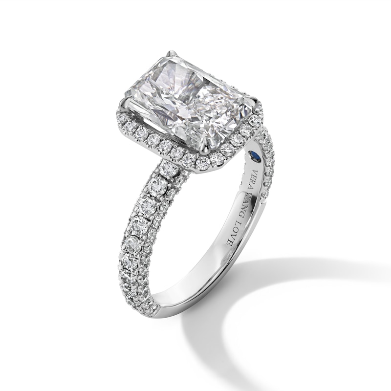 Main Image 3 of Vera Wang Love Collection 4 CT. T.W. Radiant-Cut Certified Lab-Grown Diamond Engagement Ring in 14K White Gold