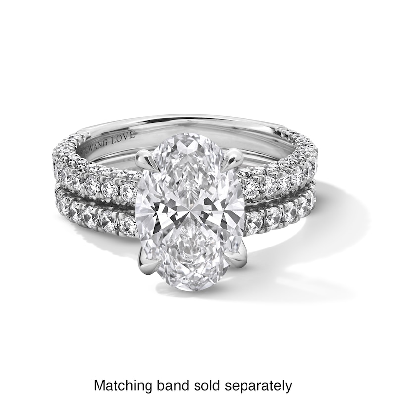 Main Image 5 of Vera Wang Love Collection 3-7/8 CT. T.W. Oval Certified Lab-Grown Diamond Engagement Ring in 14K White Gold (F/VS2)