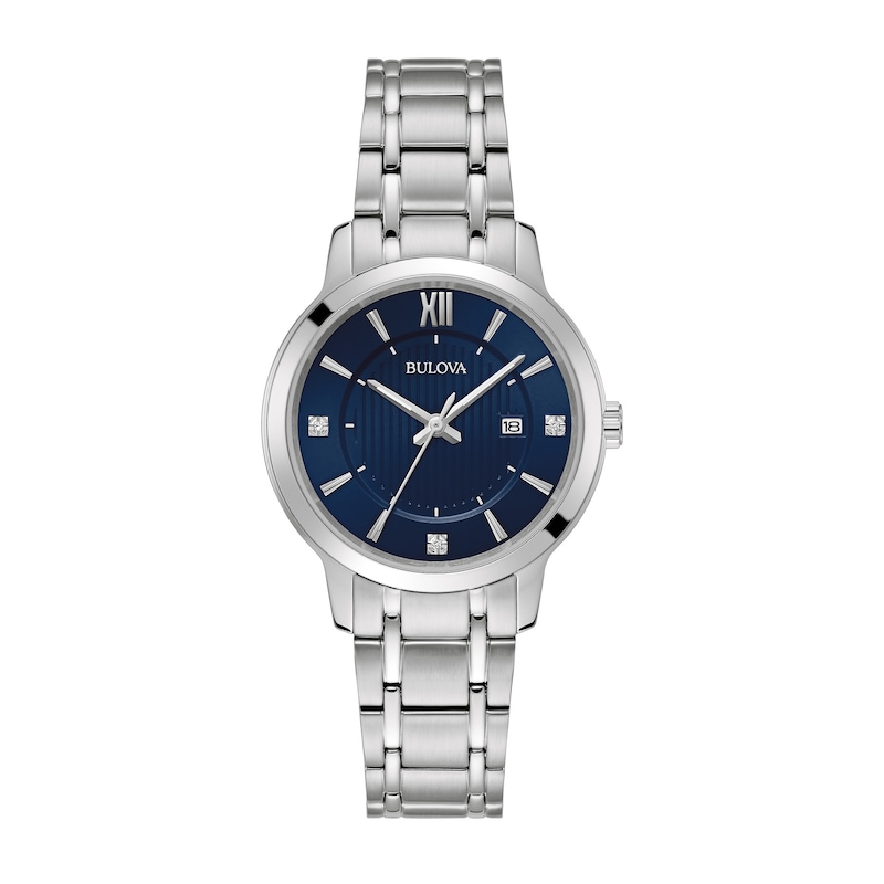 Main Image 1 of Ladies’ Bulova Classic Diamond Accent Watch with Navy Blue Dial (Model: 96P235)