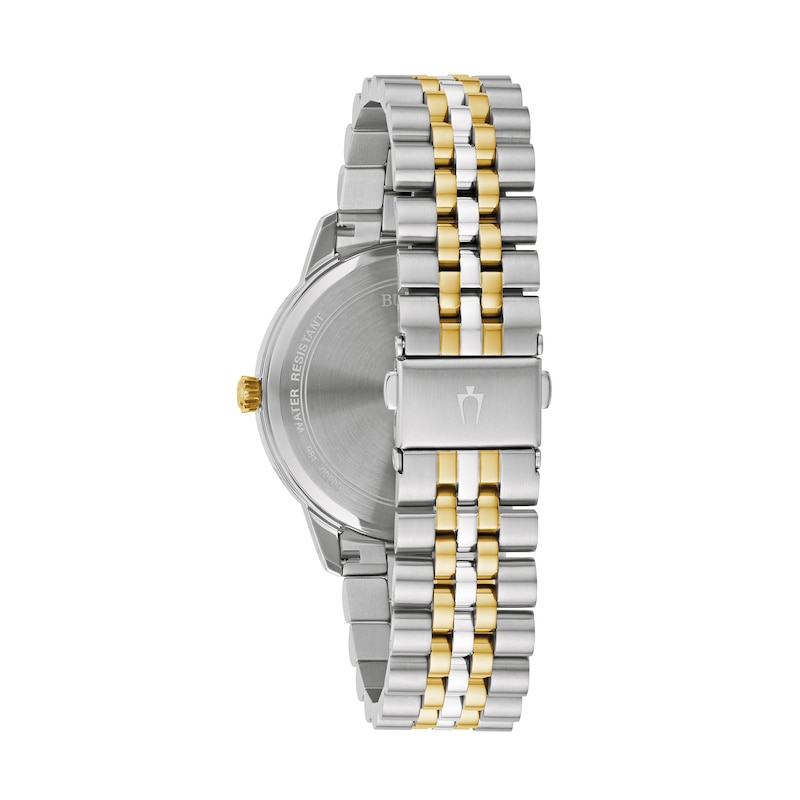 Main Image 3 of Men’s Bulova Classic Diamond Accent Two-Tone IP Watch with Silver-Tone Dial (Model: 98D161)