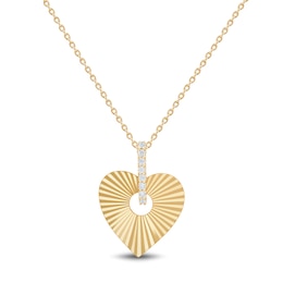 1/20 CT. T.W. Diamond Sunburst Heart Pendant in Sterling Silver with 14K Gold Plate